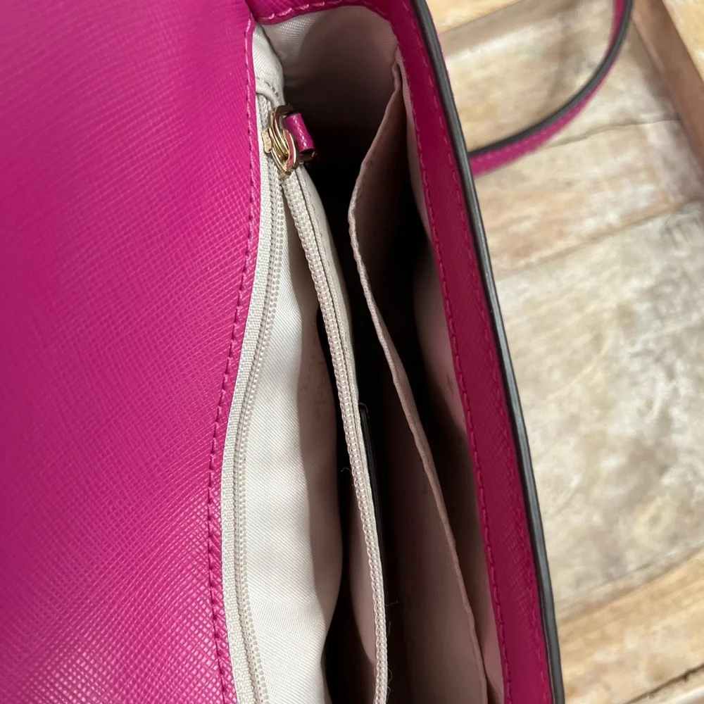 Kate Spade Sadie Envelope Crossbody Purse in Candied Plum Pink Leather - Picture 7 of 16